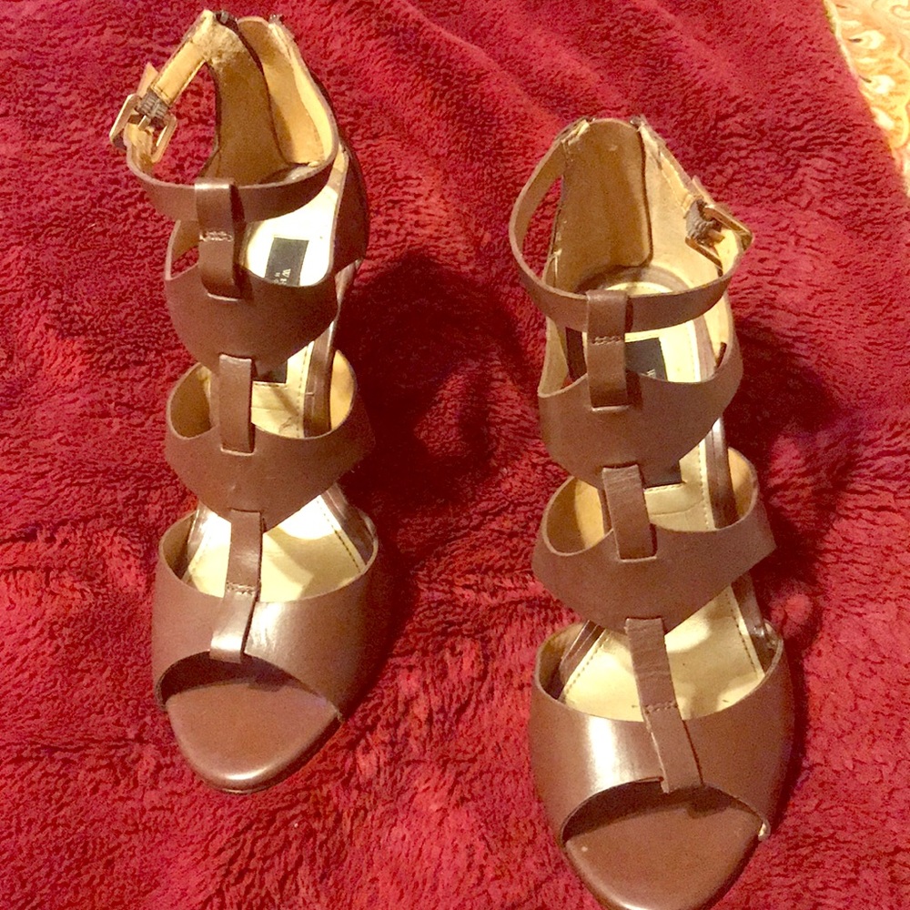 Brown wedge heels